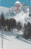 AND-087 TARJETA DE ANDORRA TURISME DE NEU (ESQUI) (esquina Mordida) - Andorre