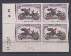 MONACO - N° 564 - FORD 1908 - Bloc De 4 COIN DATE - NEUF SANS CHARNIERE - 30/3/61 - Ungebraucht