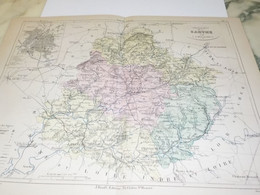 CARTE ANCIENNE 19e - PLAN DEPARTEMENT SARTHE ET LE MANS - MALTE BRUN 1881 - Cartes Géographiques