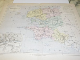 CARTE ANCIENNE 19e - PLAN DEPARTEMENT FINISTERE ET QUIMPER - MALTE BRUN 1881 - Cartes Géographiques
