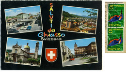 SVIZZERA  SUISSE  TI  CHIASSO  Saluti Da.. Vedutine Dogana Chiesa Panorama Città  Nice Stamps Pro Natura - Chiasso