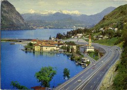 SVIZZERA  SUISSE  TI  BISSONE  LUGANO  Panorama  Lago  Con Autostrada  Ponte Di Melide - Bissone