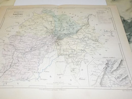 CARTE ANCIENNE 19e - PLAN DEPARTEMENT CANTAL ET AURILLAC - MALTE BRUN 1881 - Cartes Géographiques