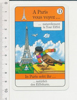 Humour Tourisme à Paris Tour Eiffel Moineau Avec Un Béret Couvre-chef Oiseau 126/64 - Unclassified