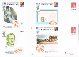 46127. Lote 4 Entero Postales ESPAÑA, Filatelia 99 1999 , Velazquez Filatelia 99, Num 57 ** - 1931-....