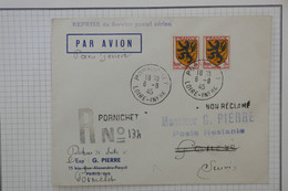 BB5 FRANCE BELLE LETTRE  RECOM.  1945 REPRISE DU SERV. AERIEN PORNICHET A GENEVE SUISSE+++AFFRANCH. PLAISANT - 1927-1959 Cartas & Documentos