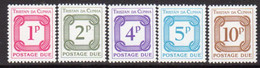 Tristan Da Cunha 1976 Postage Dues Set Of 5, MNH, Wmk Multiple Crown Diagonal, SG D11/15 - Tristan Da Cunha