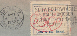 Schweitz. God Letter Send To Denmark 1932. POSTAGE METERS + LABELS - Affranchissements Mécaniques