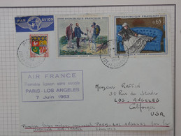 BB5 FRANCE BELLE LETTRE AIR FRANCE  RR 1963  PARIS LOS ANGELES USA   +AFFRANCH. PLAISANT - 1960-.... Lettres & Documents
