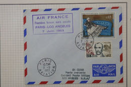 BB5 FRANCE BELLE LETTRE AIR FRANCE  RR 1963  PARIS LOS ANGELES USA   +AFFRANCH. PLAISANT - 1960-.... Cartas & Documentos