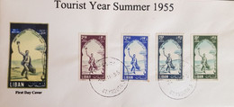 LEBANON -1955 -  FDC OF TOURIST YEAR SUMMER STAMPS - SG # 526/529. - Lebanon