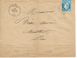 60 A Cérès Répub. Franc Lettre De Feurs Loire  2438 Pour Montbrison - 1871-1875 Ceres