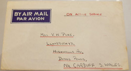 India Singapore 1946 WWII Soldiers Letter "On Active Service" To S Wales FPO No 594 Ex Rare As Per Scan - Franchigia Militare