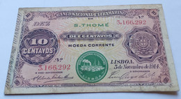 Nota 20 Centavos 05-11-1914 S. Tomé Very Rare - Sao Tome And Principe