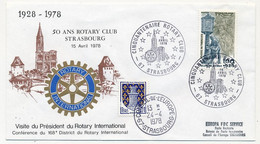 Enveloppe Obl. Temporaire "Cinquantenaire Du Rotary Club" 67 STRASBOURG - 15 Avril 1978 - + Obl Conseil Europe - Covers & Documents