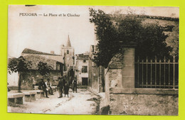 11 PEXIORA Vers BRAM Reproduction D'une Carte Postale La Place Et Le Clocher PUB Amer Picon - Bram