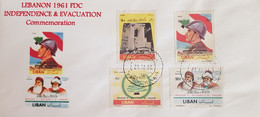 LEBANON -1961 -  FDC OF INDEPENDENCE & EVACUATION OF FOREIGN TROOPS STAMPS - SG # 725/728. - Lebanon