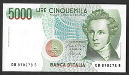 Italia - Banconota Non Circolata FDS UNC Da 5.000 Lire "Bellini" P-111b.1 - 1988 #19 - 5000 Liras