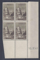 MONACO - N° 177A - Bloc De 4 COIN DATE - NEUF SANS CHARNIERE - 10/3/41 - Ungebraucht