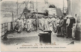 22-8-2395 Marine De Guerre : Sur Le Pont D'un Cuirassé D'escadre - Rare Et Iunique Sur Delcampe - Guerra