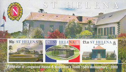 2008 St. Helena Napoleon Sites Tomb Longwood House Souvenir Sheet MNH - Saint Helena Island