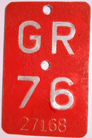 Velonummer Graubünden GR 76 - Plaques D'immatriculation