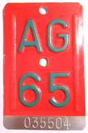 Velonummer Aargau AG 65 - Nummerplaten