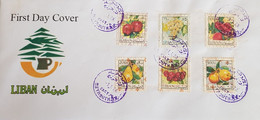 LEBANON -1978 -  FDC OF FRUITS ISSUES OVERPRINT WITH DIFFERENT PATTERNS STAMPS , SG # 1237//1242 - Lebanon