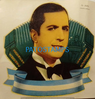 190756 ARGENTINA ARTIST CARLOS GARDEL SINGER TANGO & ACTOR BANDONEON CALCOMANIA AL AGUA CALCO 16 CM NO POSTAL POSTCARD - Argentina