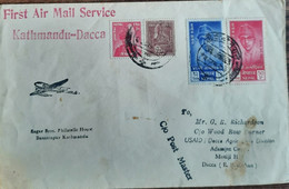 NEPAL 1963 First Airmail Service Kathmandu- Dacca, East Pakistan Cover  (**) RARE - Népal