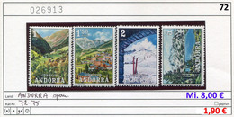 Span. Andorra 1972 - Andorra Espan. 1972 - Andorre Espan. 1972 - Michel 72-75 - ** Mnh Neuf Postfris - Nuevos