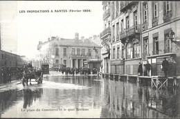 NANTES    Les Inondations à NANTES (Février 1904) - La Place Du Commerce Et Le Quai Brancas - Inondations