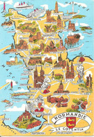 NORMANDIE - LE COTENTIN - Carte Géographique - Folklore - Monuments  CPSM  GF - Maps