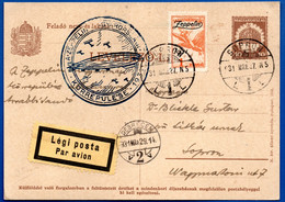 1038.HUNGARY.1931 ZEPPELIN FLIGHT UPRATED STATIONERY,SOPRON POSTMARK. - Gebraucht