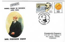 COV 87 - 675 Ferdinand BRAUN, Nobel Prize In Physics, Germany-Romania - Cover - Used - 2009 - Prix Nobel