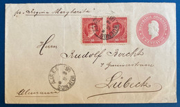 Argentine Entier Lettre 3 Centavos Rose 1896 + Paire N°99 10c Rouge Oblitérés Pour Lubeck En Allemagne TTB - Cartas
