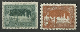 Belgique Lot  De  2 Vignettes De L' Exposition Internationale Arts Sciences Industrie & Commerce 1897 Neufs * B/TB - Erinnophilie - Reklamemarken [E]