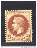 France  :  Yv  26B  *          ,      N3 - 1863-1870 Napoléon III Lauré