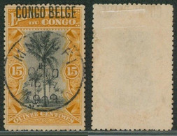 Congo Belge - Mols : 15ctm Ocre Surcharge CONGO BELGE Obl Simple Cercle "Musofi" (1909). Obl Rare ! - Gebraucht
