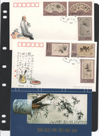 CHINA -  1993 - ART WORKS OF ZHENG BANQIAO SET OF 6 ON 2 ILLUSTRATED FDC + SET USED IN FOLDER - Cartas