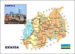 Rwanda Country Map New Postcard * Carte Geographique * Landkarte - Rwanda