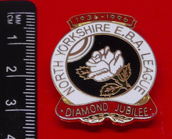 Vintage Enamel And Metal Badge Bowling Bowler Bowls Lawn Bowls North Yorkshire EBA League 1936 - 1996 Diamond Jubilee - Bowling