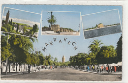 MAROC 173 : Panorama Marrakech L'avenue Mohammed V  Et 3 Vues ; édit. Jeff N° 341 - Marrakech