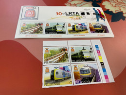 Philippines Stamp MNH Train Locomotive Set + S/s - Philippines
