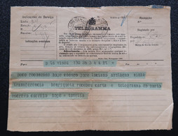 Portugal Télégramme 1908 Cachet Télégraphe Lisbonne Lisboa Telegram Lisbon Telegraph Postmark - Brieven En Documenten