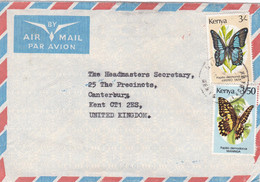 Kenya - Airmail Cover To UK - Franked Butterfly Stamps - Kenya (1963-...)