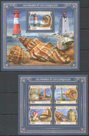 FD1422 2017 CHAD SEASHELLS & LIGHTHOUSES MARINE LIFE #3251-54+BL751 MNH - Vie Marine