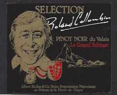 Etiquette De Vin  Pinot Noir  -  Roland Collombin Skieur Alpin  (Suisse)  -  Thème Ski - Esquí