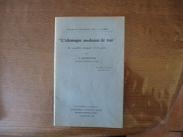 "L'ALLEMAGNE AU-DESSUS DE TOUT" LA MENTALITE ALLEMANDE ET LA GUERRE PAR E.DURKHEIM 1915 - Francese