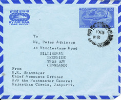 India Postal Stationery Cover Sent To England - Omslagen